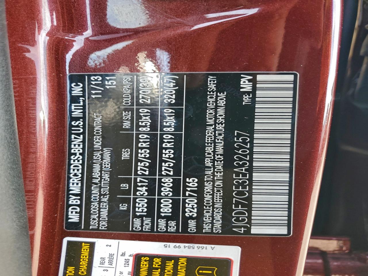 2014 Mercedes-Benz Gl 450 4Matic VIN: 4JGDF7CE3EA326257 Lot: 96370675