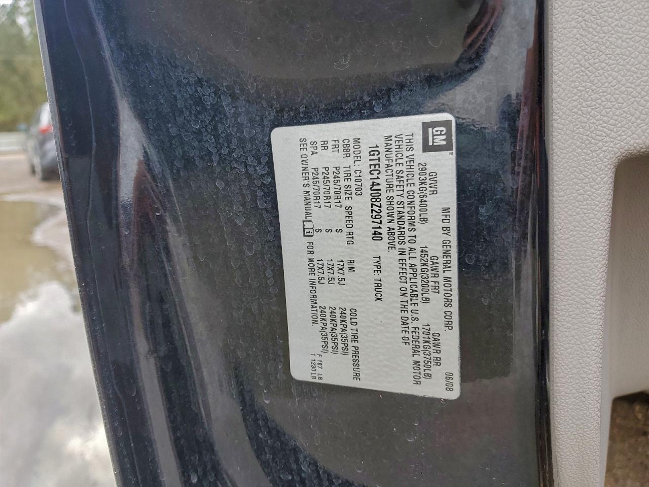 2008 GMC Sierra C1500 VIN: 1GTEC14J08Z297140 Lot: 95184985