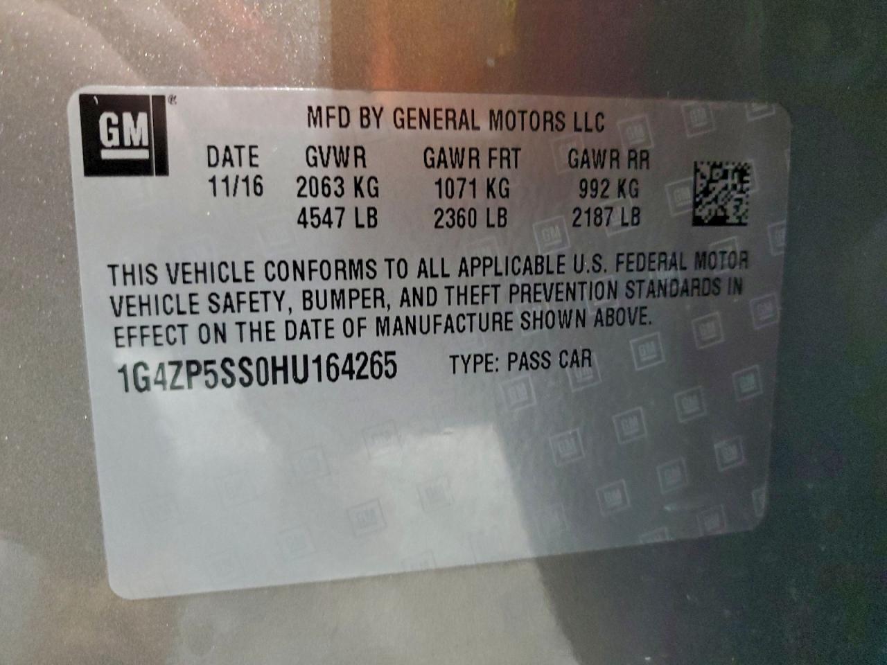 2017 Buick Lacrosse Essence VIN: 1G4ZP5SS0HU164265 Lot: 95842105