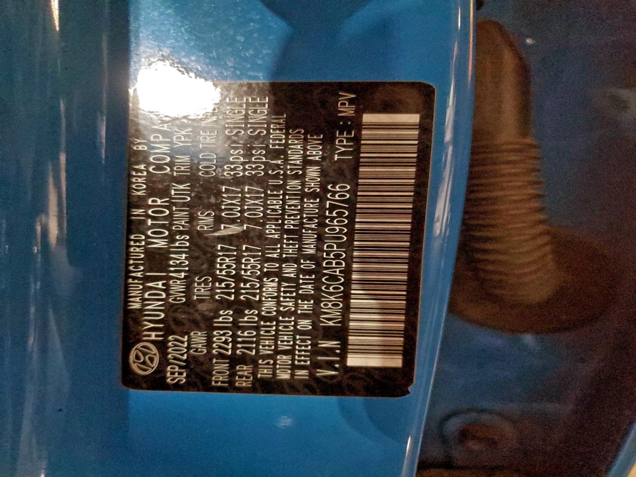 2023 Hyundai Kona Sel VIN: KM8K6CAB5PU965766 Lot: 95105865