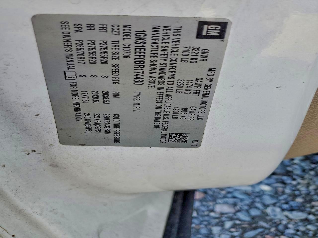 2011 GMC Yukon Denali VIN: 1GKS1EEF0BR174430 Lot: 96293955