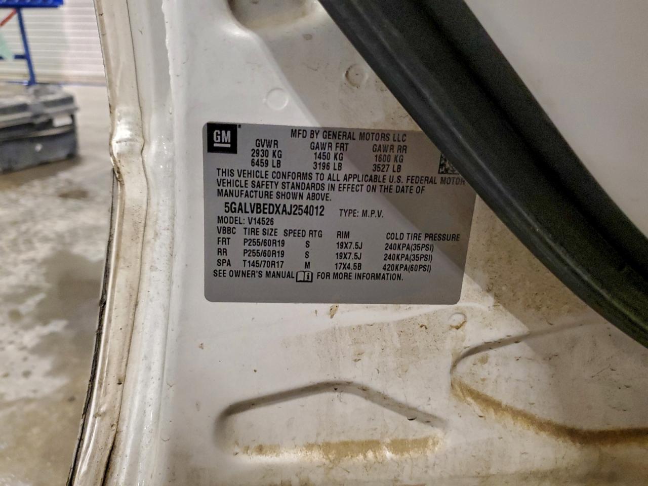 2010 Buick Enclave Cxl VIN: 5GALVBEDXAJ254012 Lot: 94525225