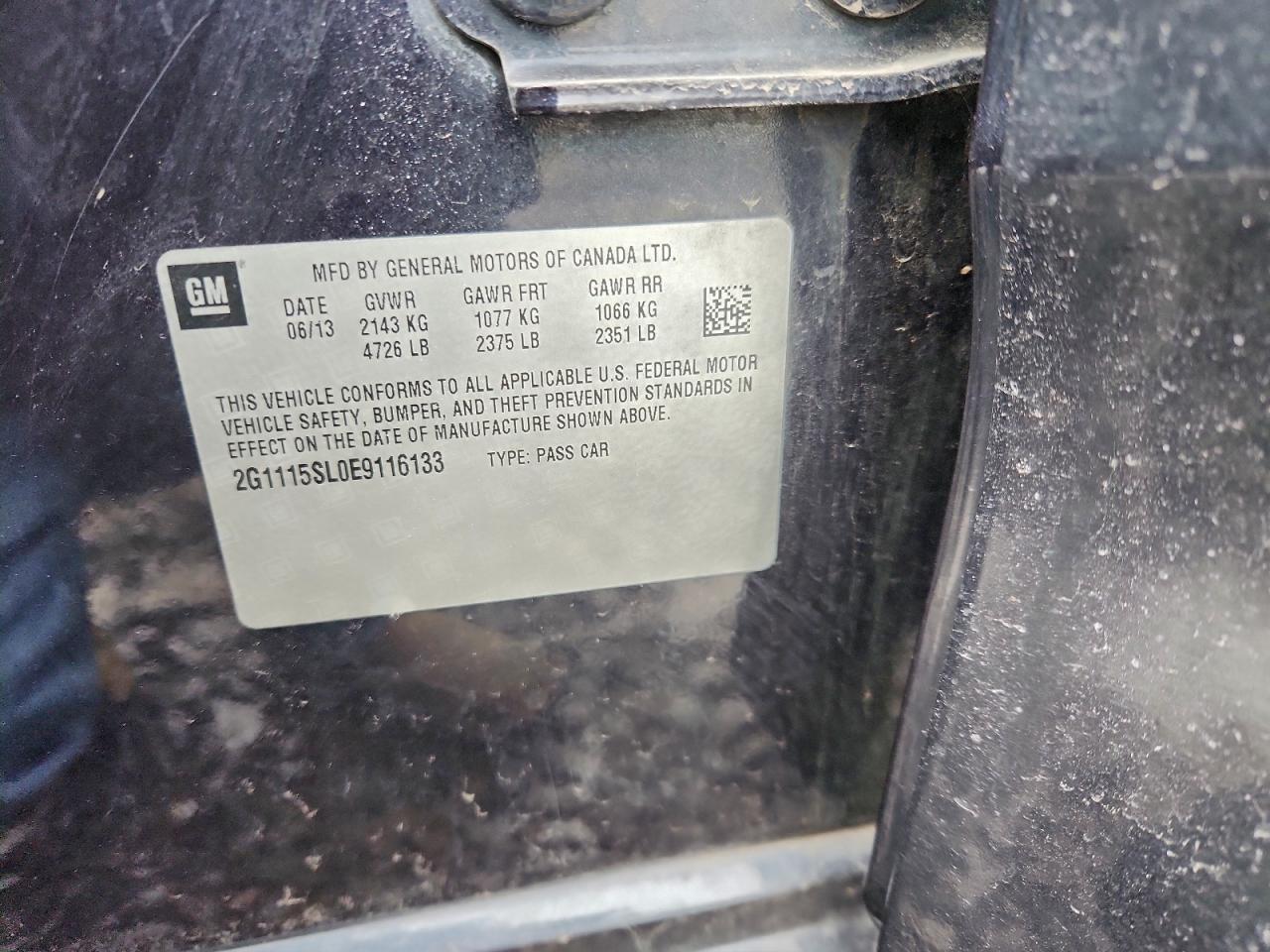 2014 Chevrolet Impala Lt VIN: 2G1115SL0E9116133 Lot: 96190095