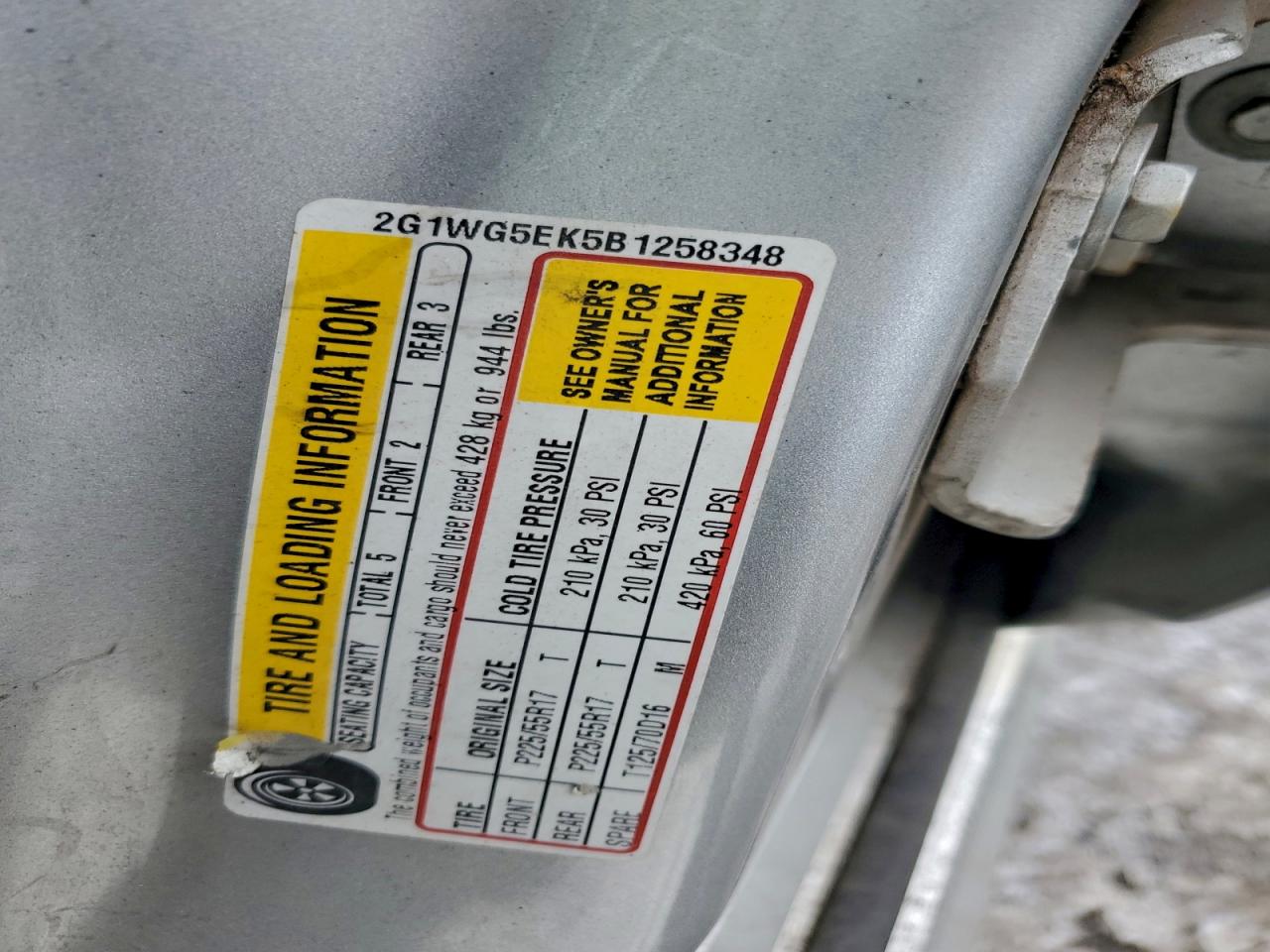 2011 Chevrolet Impala Lt VIN: 2G1WG5EK5B1258348 Lot: 95515175