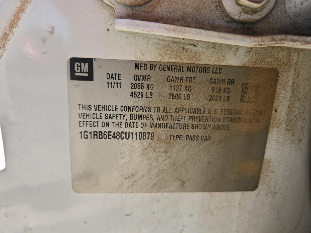 2012 Chevrolet Volt VIN: 1G1RB6E48CU110879 Lot: 97098605