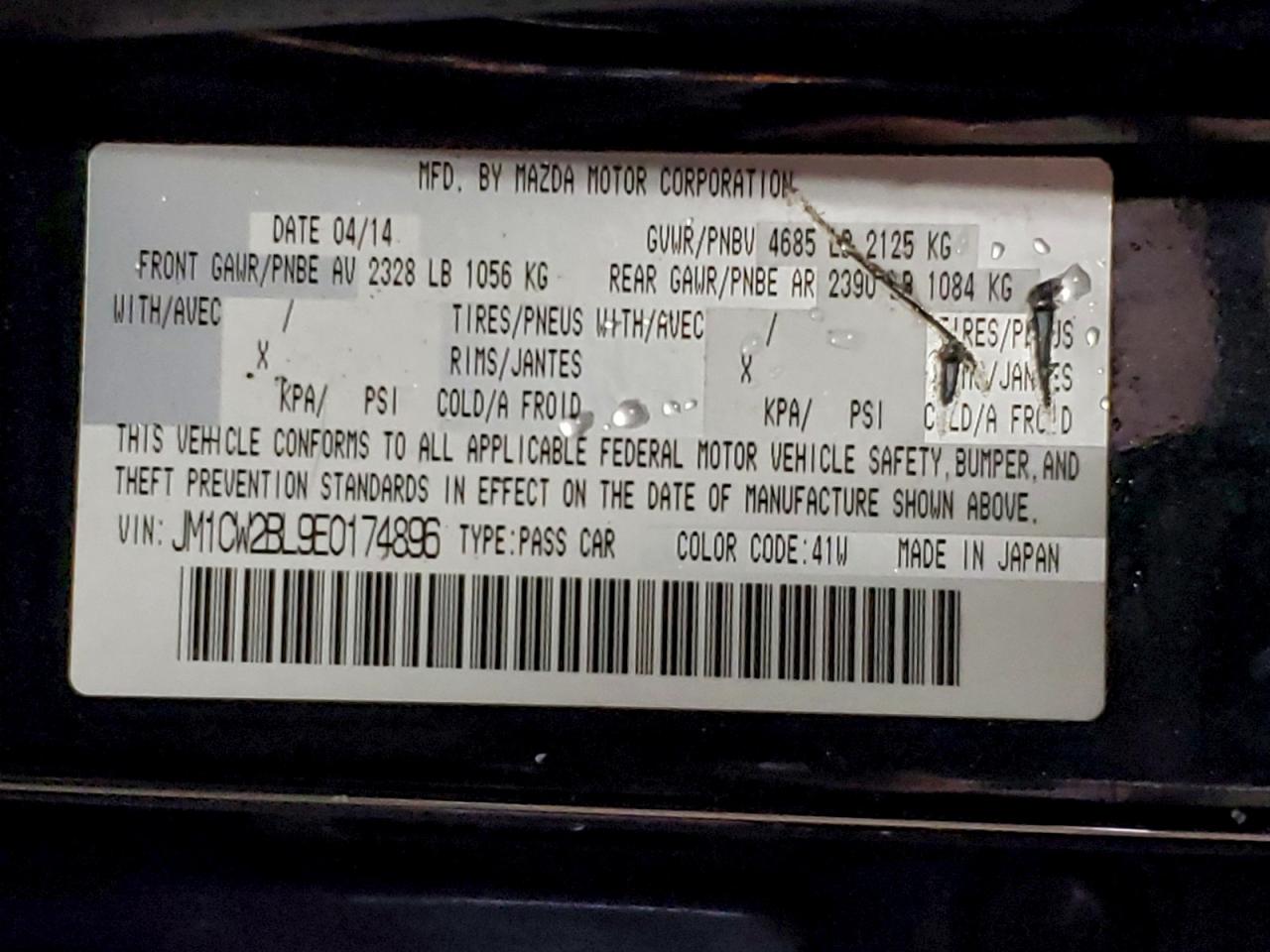 2014 Mazda 5 Sport VIN: JM1CW2BL9E0174896 Lot: 94820115