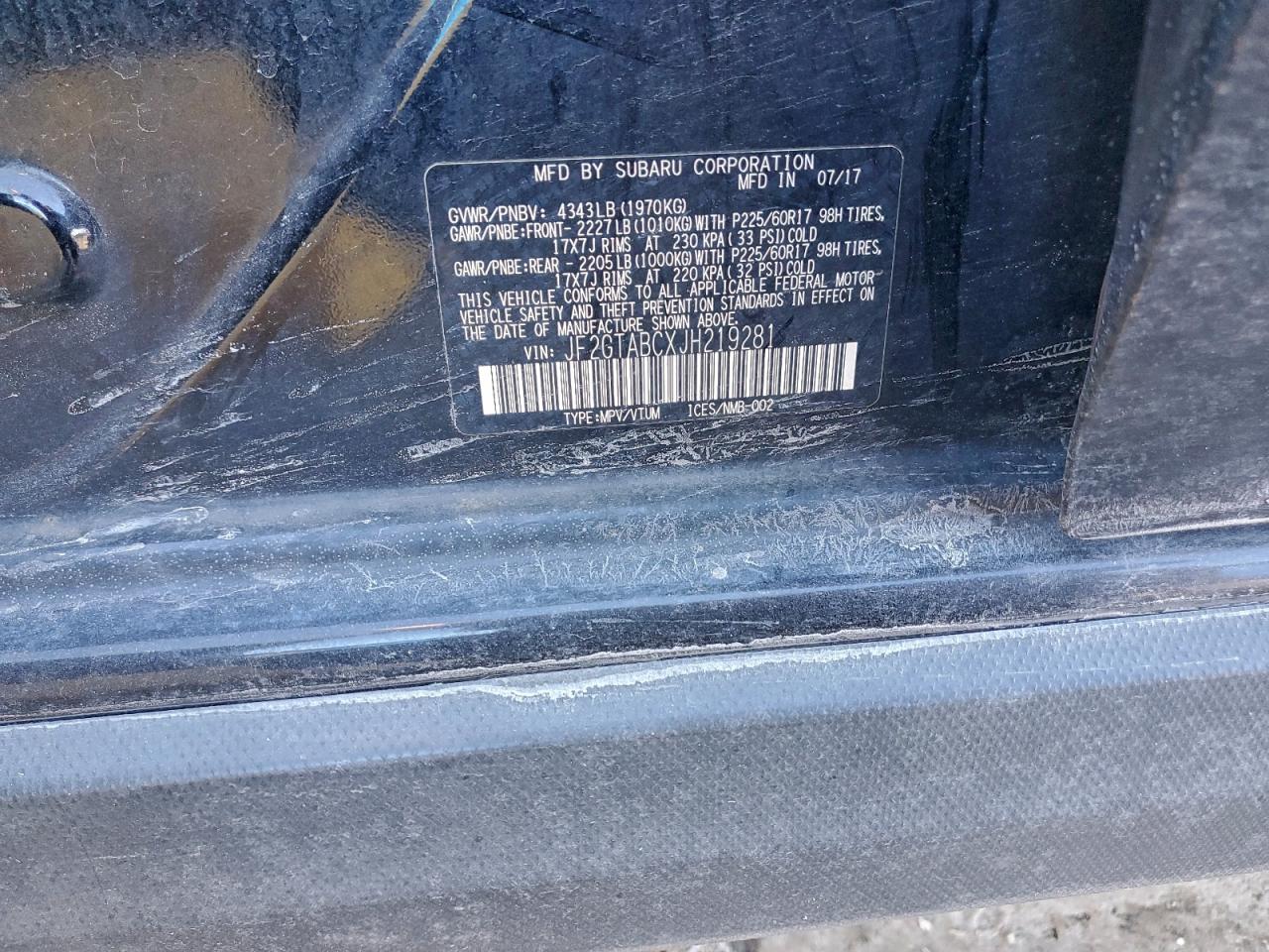 2018 Subaru Crosstrek Premium VIN: JF2GTABCXJH219281 Lot: 95714745