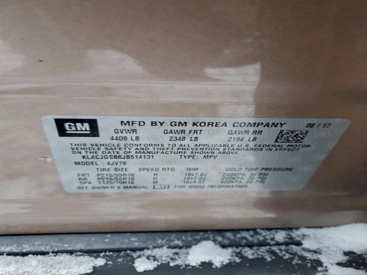 2018 Buick Encore Essence VIN: KL4CJGSB6JB514131 Lot: 94703315