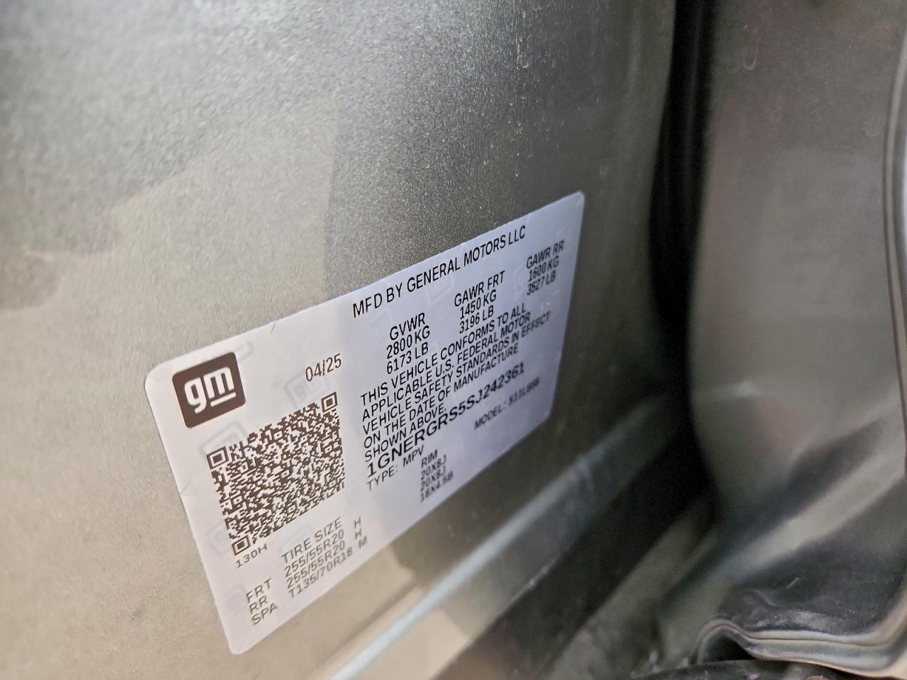 2025 Chevrolet Traverse Lt VIN: 1GNERGRS5SJ242361 Lot: 95458435