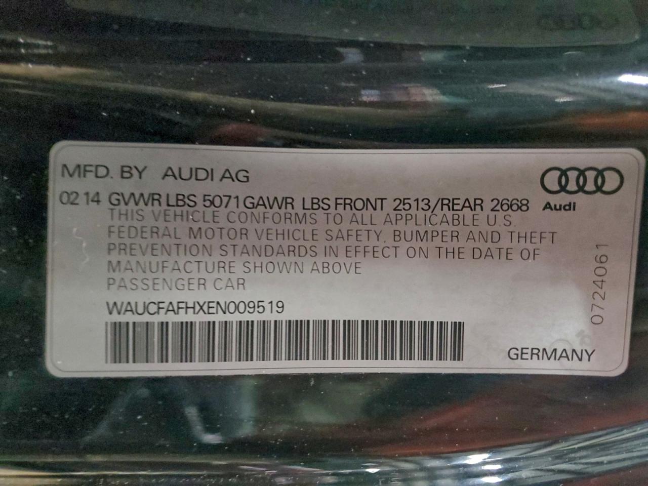 2014 Audi A5 Premium VIN: WAUCFAFHXEN009519 Lot: 96745445