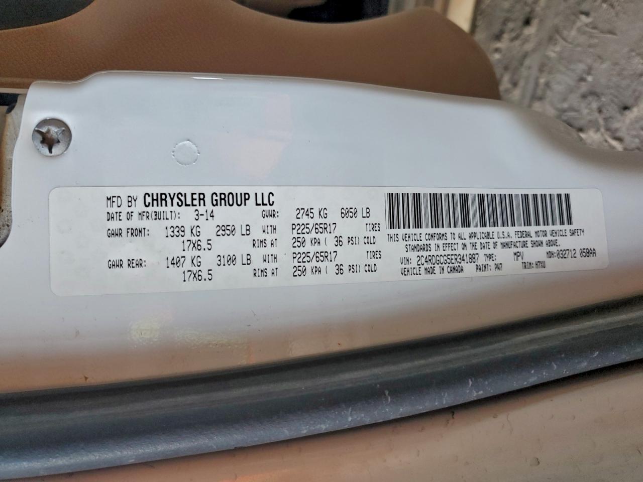 2014 Dodge Grand Caravan Sxt VIN: 2C4RDGCG5ER341887 Lot: 96906735