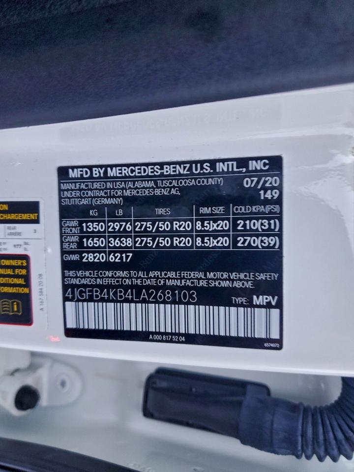 2020 Mercedes-Benz Gle 350 4Matic VIN: 4JGFB4KB4LA268103 Lot: 94269365