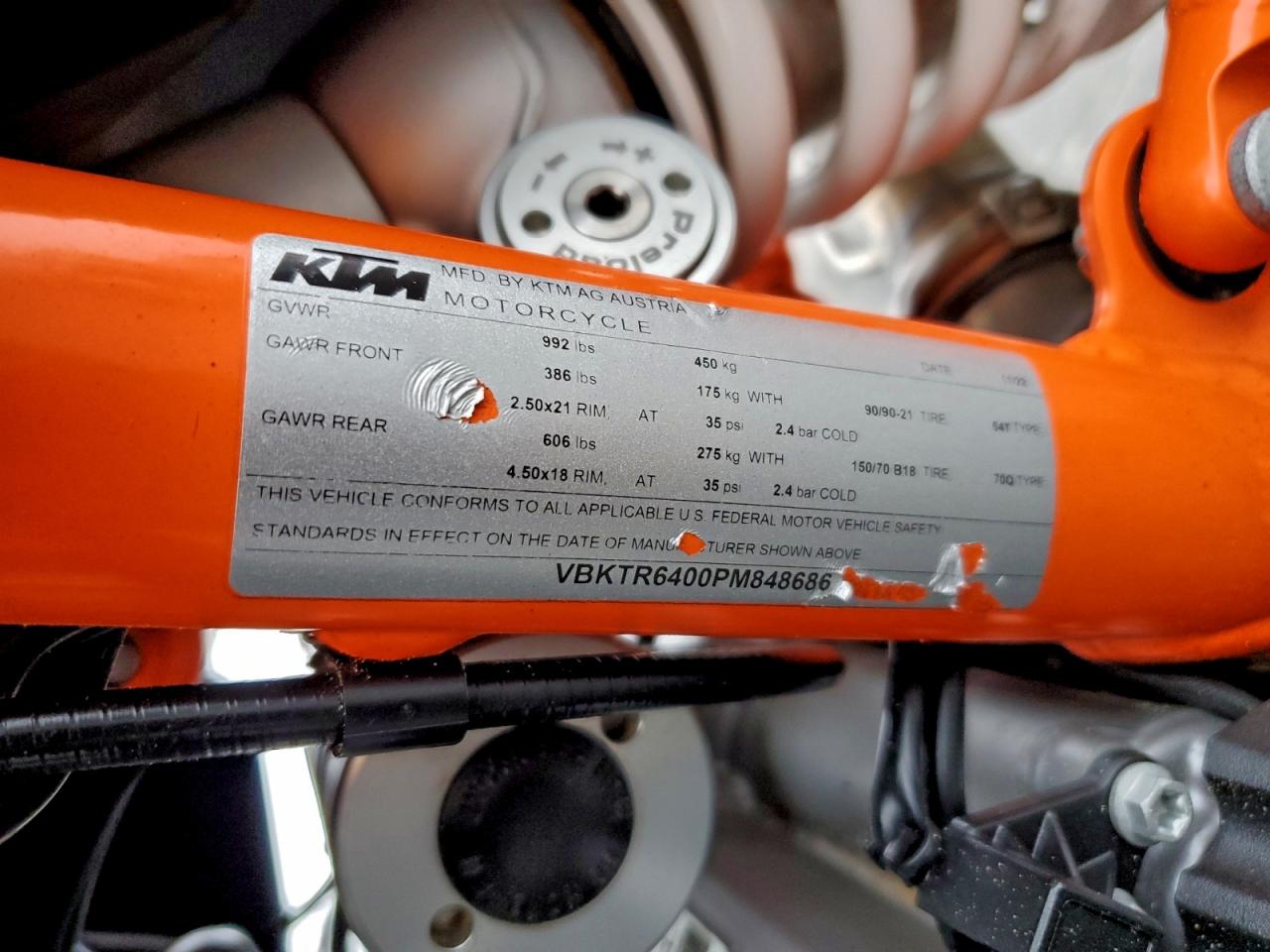 2023 Ktm 890 Adventure R VIN: VBKTR6400PM848686 Lot: 94666975