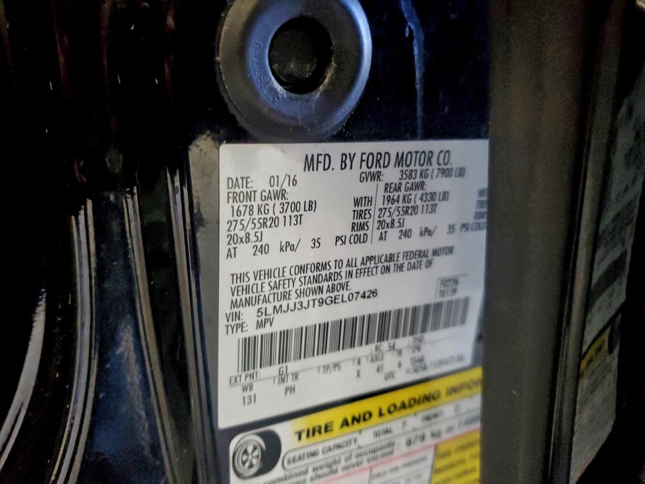 2016 Lincoln Navigator L Select VIN: 5LMJJ3JT9GEL07426 Lot: 95336635