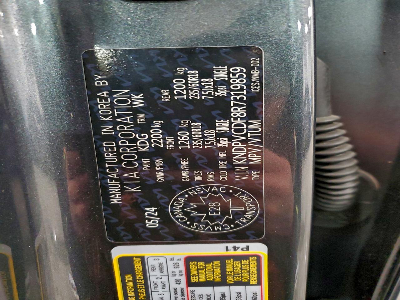 2024 Kia Sportage Ex VIN: KNDPVCDF8R7319859 Lot: 97388535