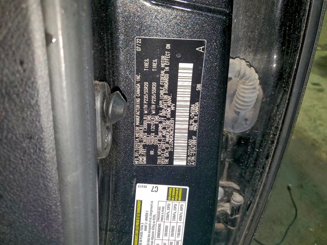 2022 Lexus Rx 350 VIN: 2T2JZMDA2NC358391 Lot: 96086305