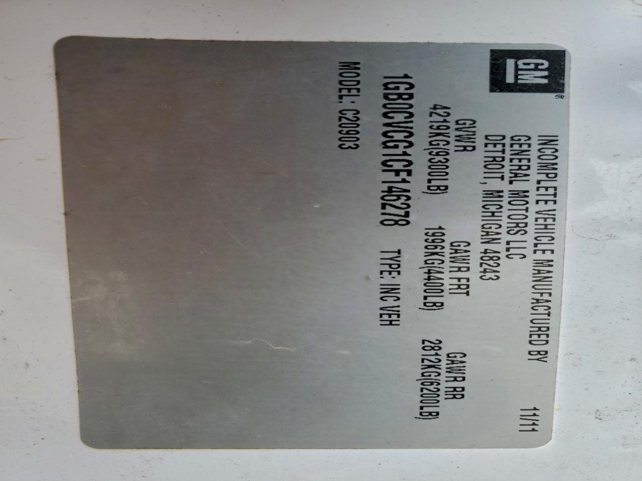 2012 Chevrolet Silverado C2500 Heavy Duty VIN: 1GB0CVCG1CF146278 Lot: 96824935