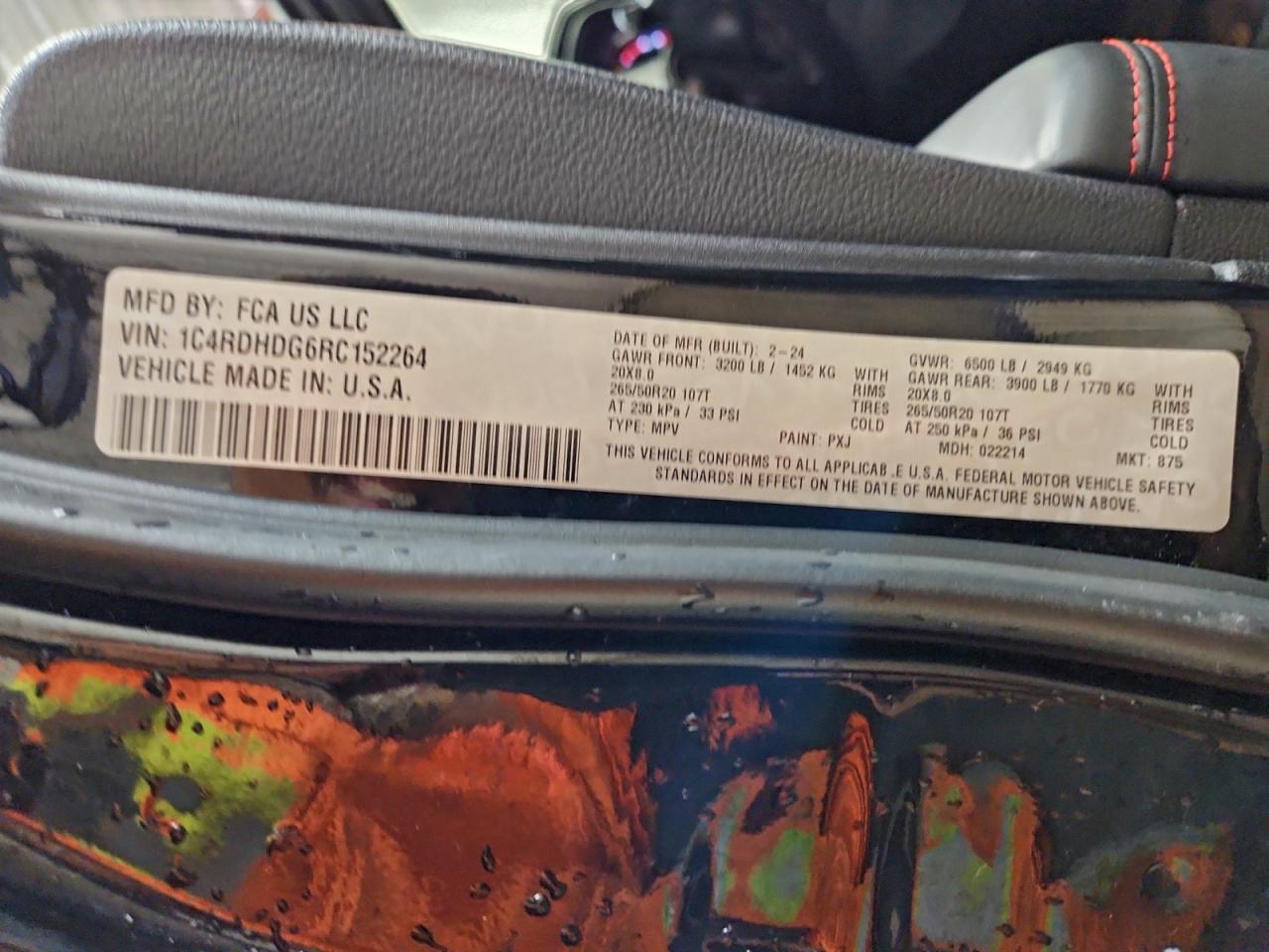 2024 Dodge Durango Gt VIN: 1C4RDHDG6RC152264 Lot: 96839835