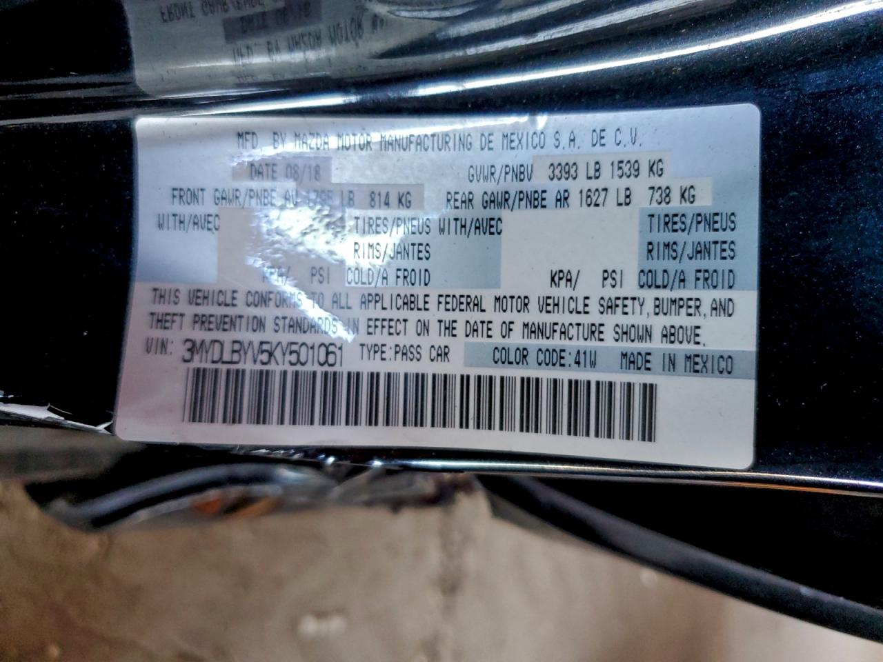 2019 Toyota Yaris L VIN: 3MYDLBYV5KY501061 Lot: 94705505