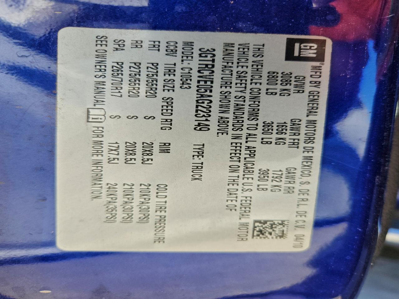 2010 GMC Sierra C1500 Sle VIN: 3GTRCVE05AG223149 Lot: 97853645