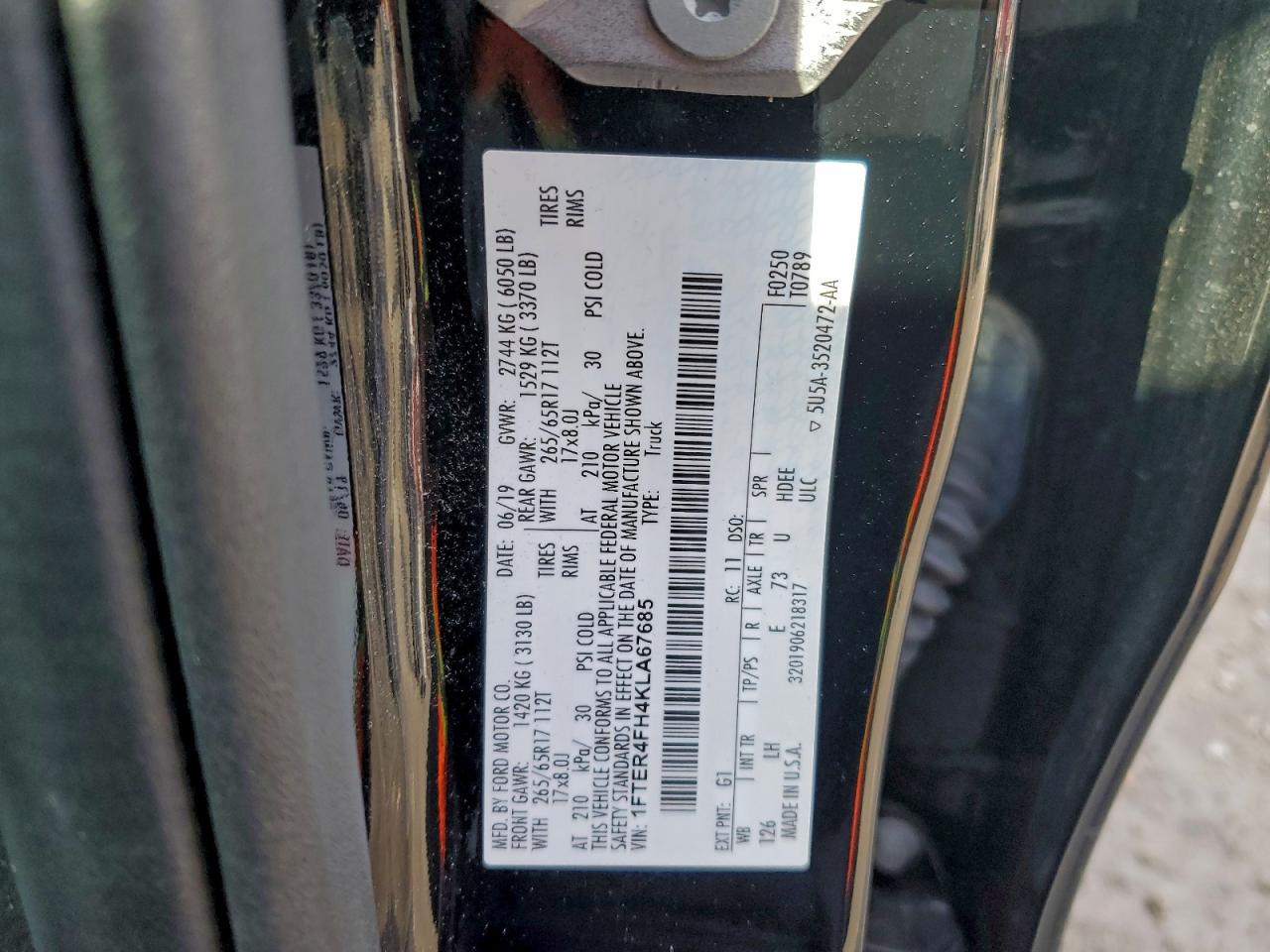 2019 Ford Ranger Xl VIN: 1FTER4FH4KLA67685 Lot: 95193375