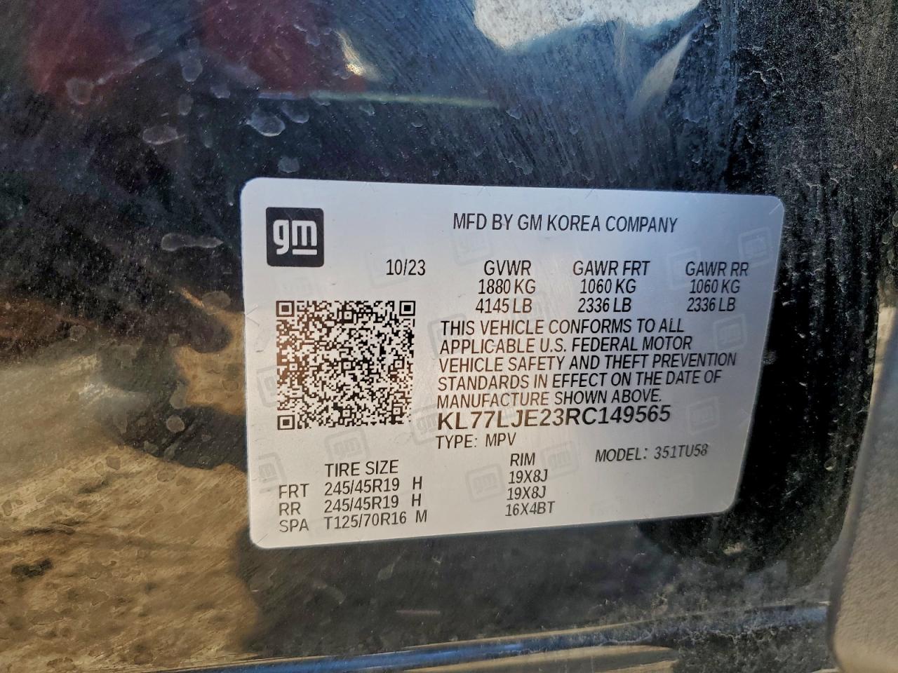 2024 Chevrolet Trax 2Rs VIN: KL77LJE23RC149565 Lot: 96101885