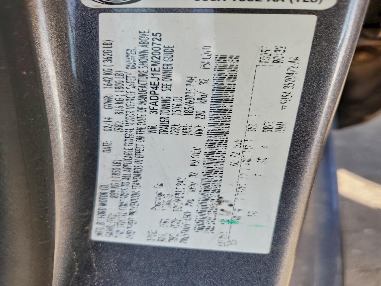 2014 Ford Fiesta Se VIN: 3FADP4EJ1EM200725 Lot: 96177055