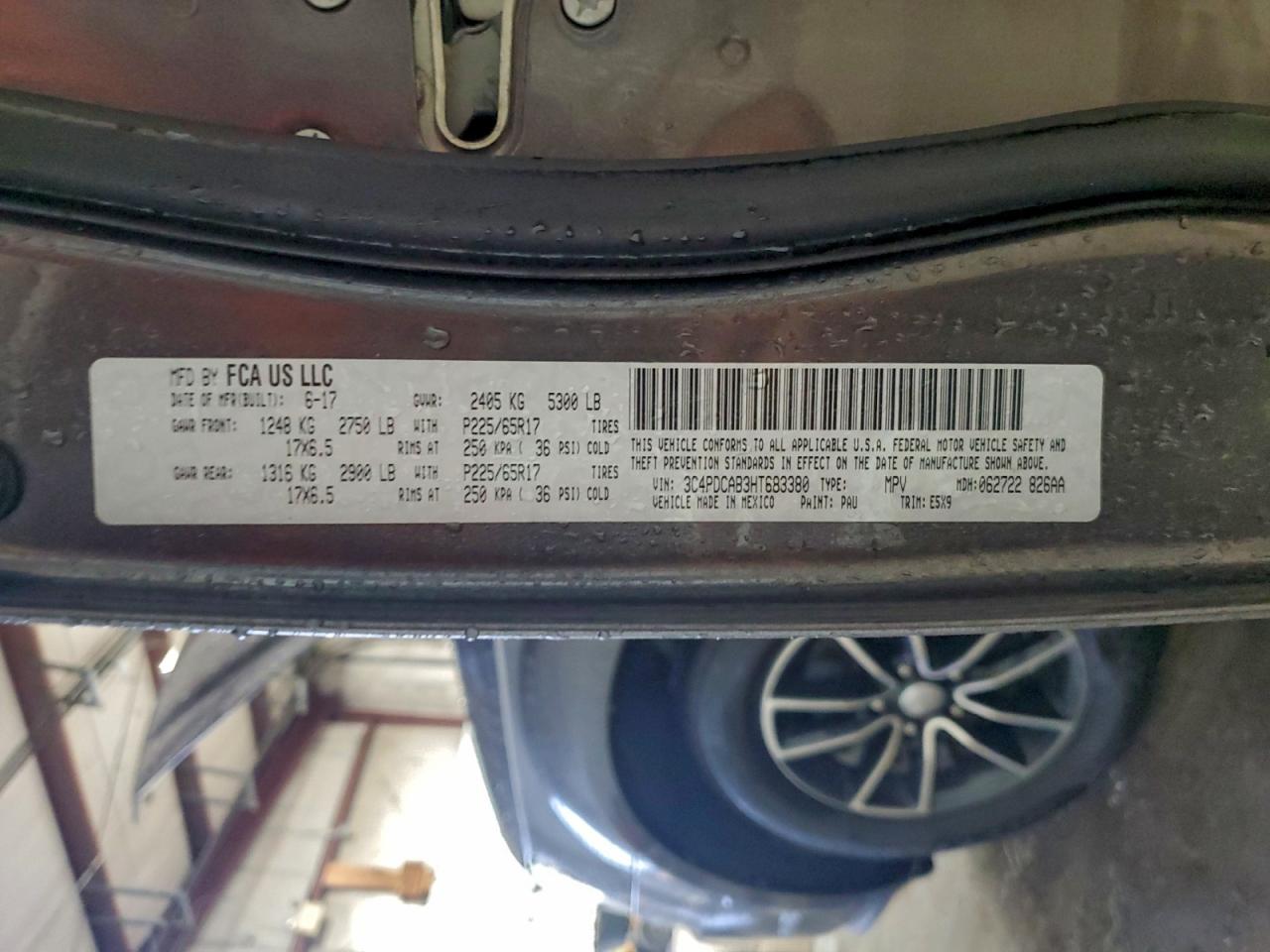 2017 Dodge Journey Se VIN: 3C4PDCAB3HT683380 Lot: 95295715