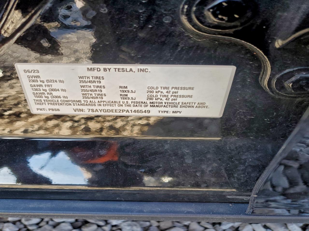 2023 Tesla Model Y VIN: 7SAYGDEE2PA146549 Lot: 95877645