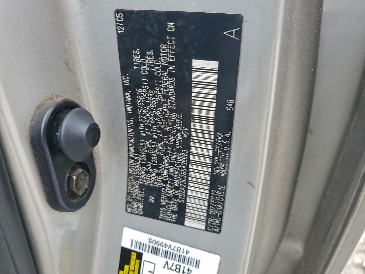 2006 Toyota Sienna Ce VIN: 5TDZA23C26S436683 Lot: 95794035