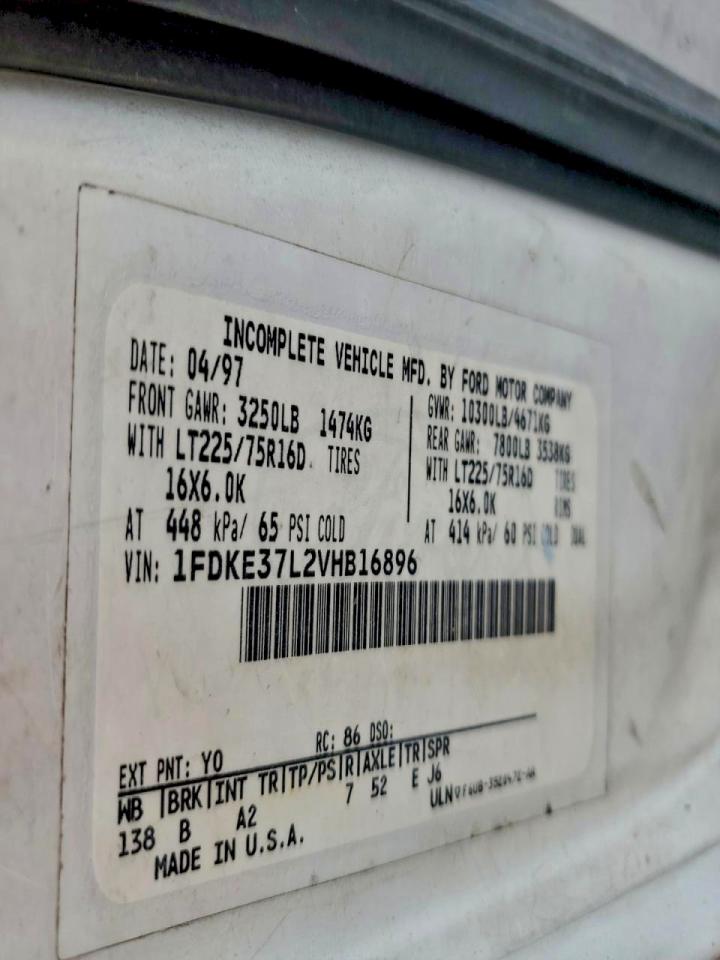 1997 Ford E350 Utility / Service Truck VIN: 1FDKE37L2VHB16896 Lot: 95722595