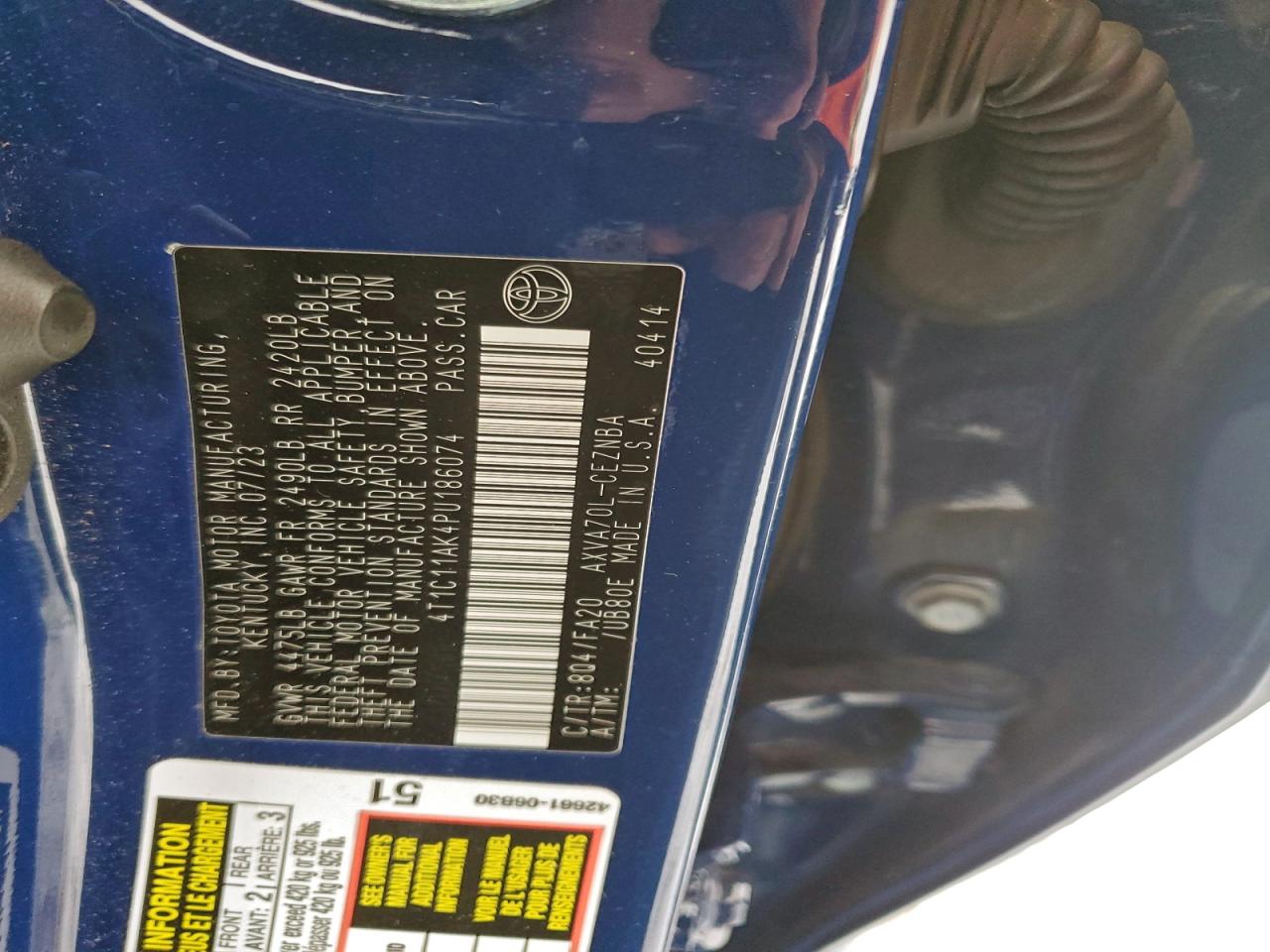 2023 Toyota Camry Le VIN: 4T1C11AK4PU186074 Lot: 94791655