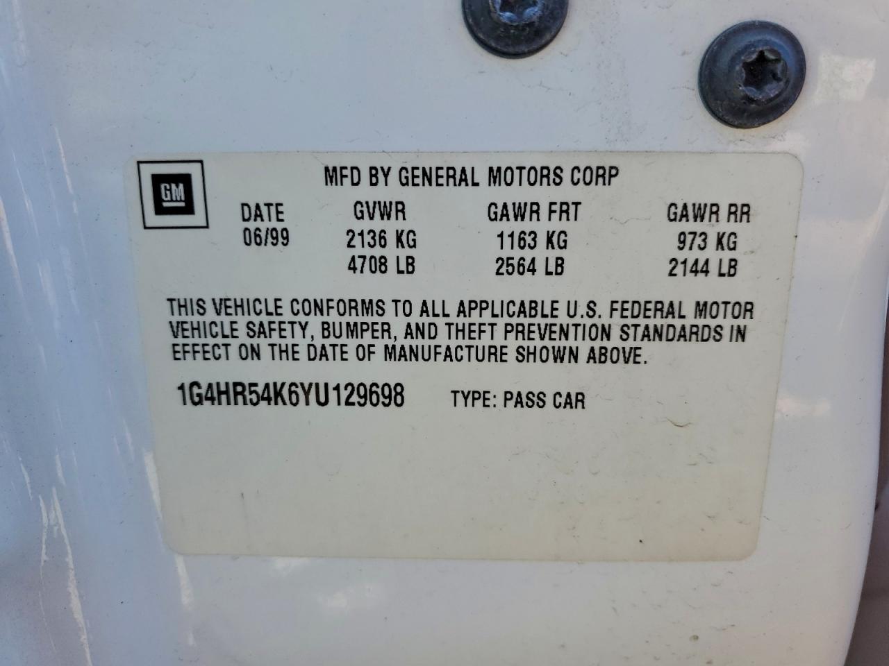 2000 Buick Lesabre Limited VIN: 1G4HR54K6YU129698 Lot: 94790015