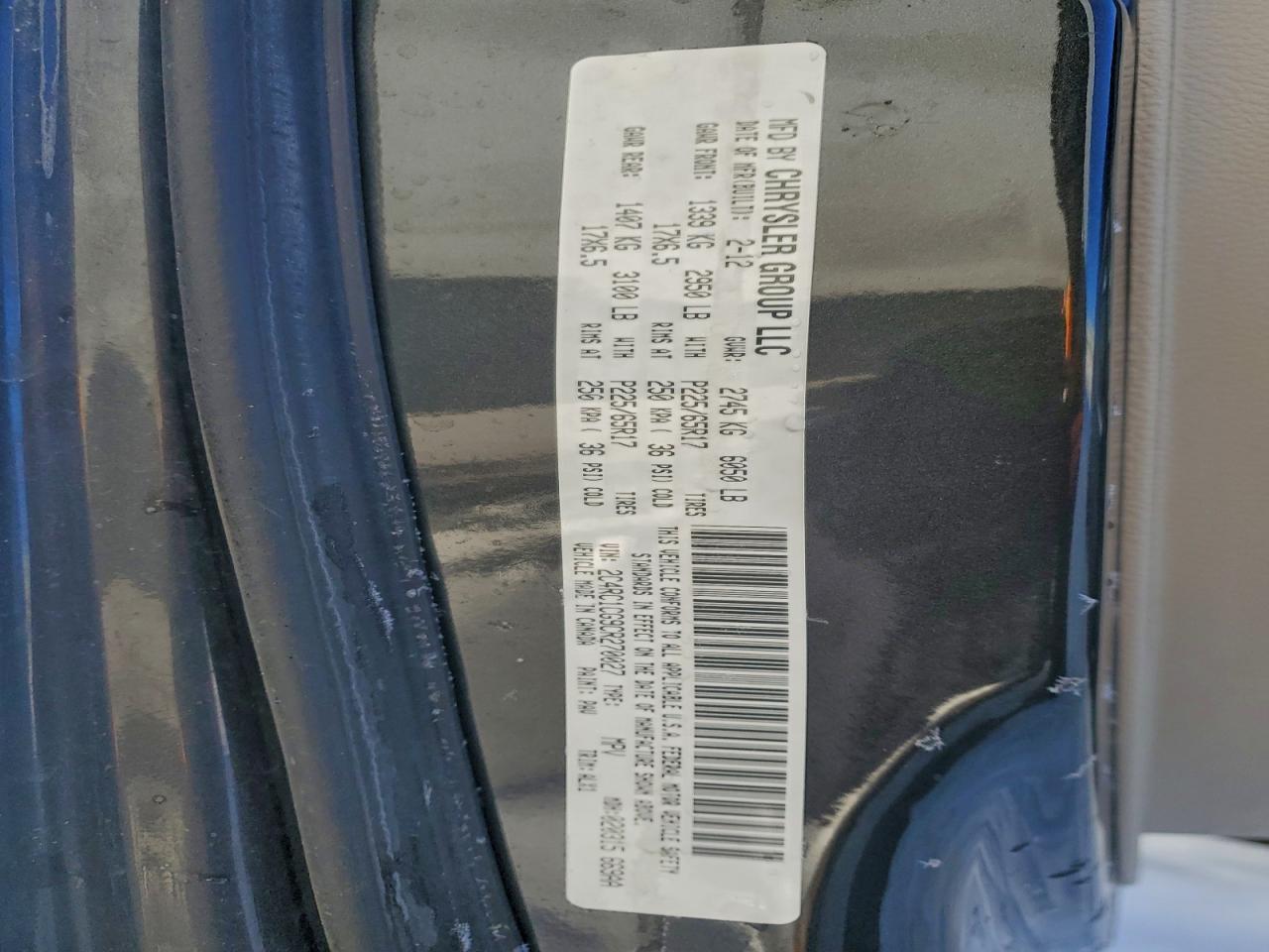 2012 Chrysler Town & Country Touring L VIN: 2C4RC1CG9CR270027 Lot: 95318005