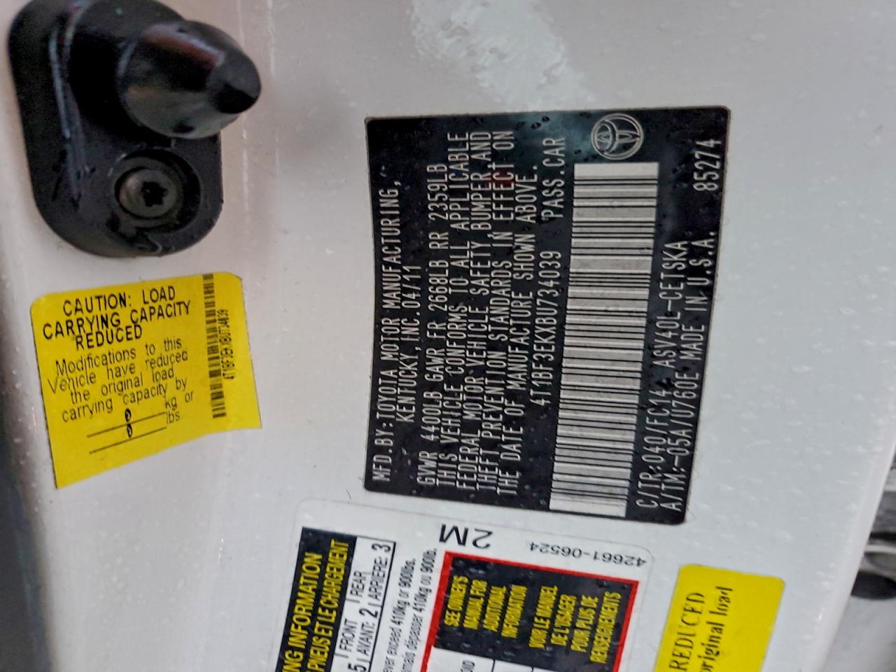 2011 Toyota Camry Base VIN: 4T1BF3EKXBU734039 Lot: 95303595