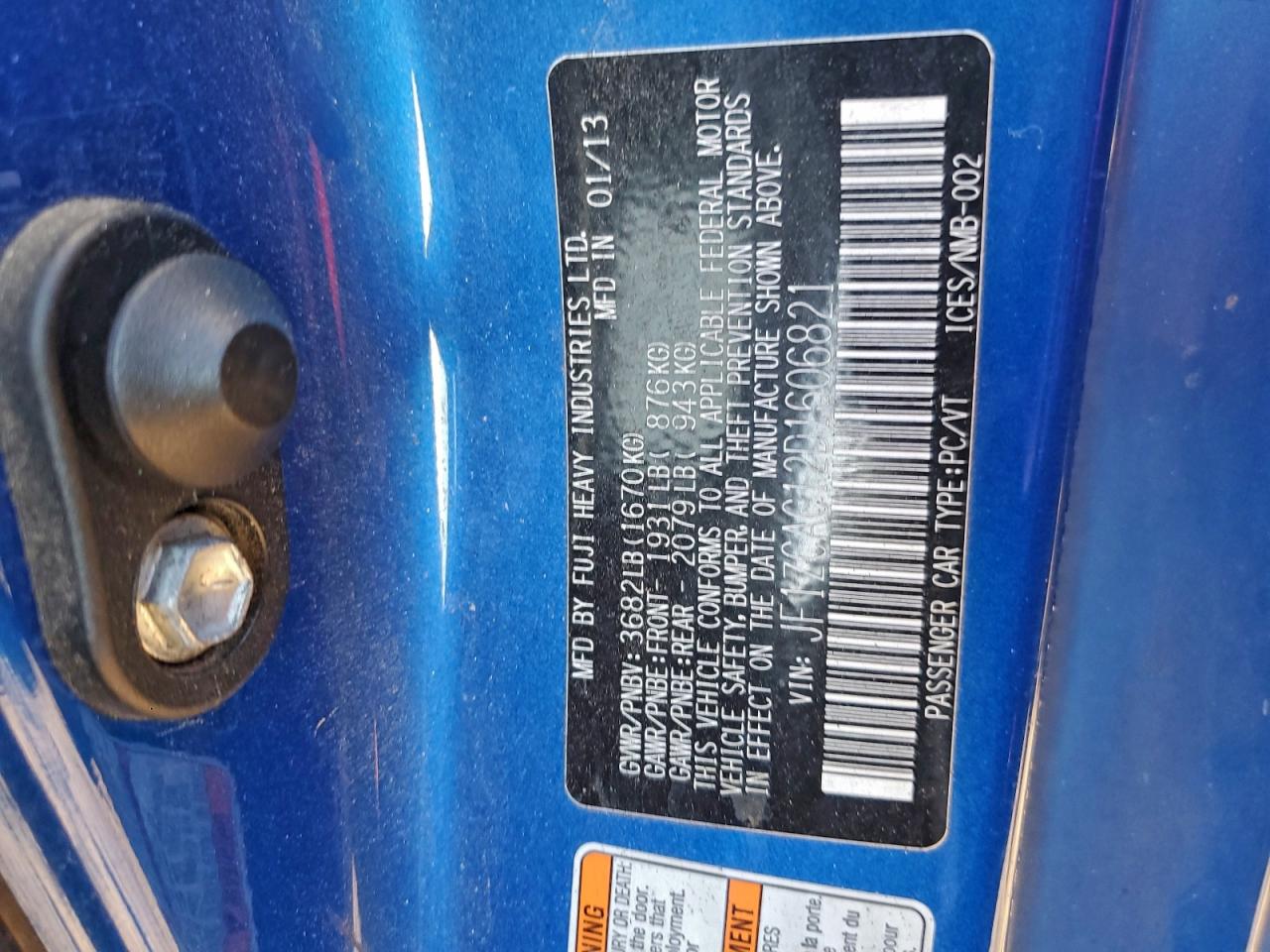 2013 Subaru Brz 2.0 Limited VIN: JF1ZCAC12D1606821 Lot: 96316355