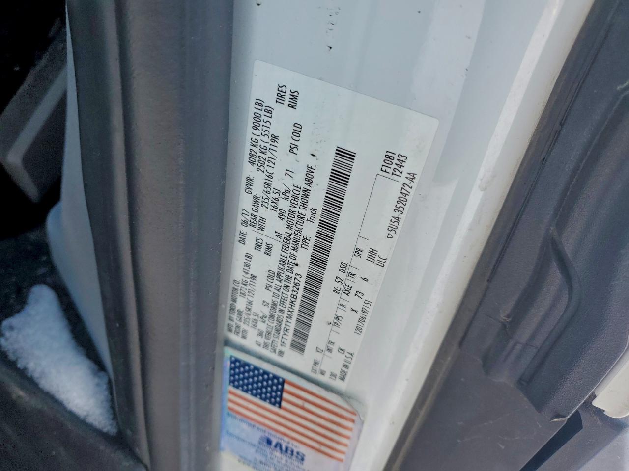 2017 Ford Transit T-250 Delivery Van VIN: 1FTYR1YMXHKB32673 Lot: 95214655