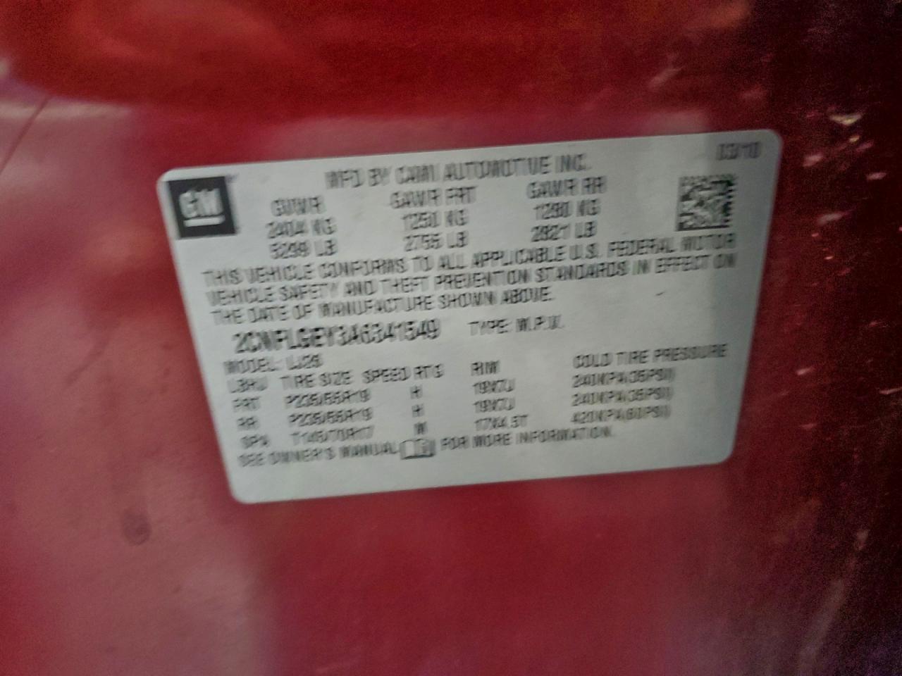 2010 Chevrolet Equinox Ltz VIN: 2CNFLGEY3A6341549 Lot: 95898215