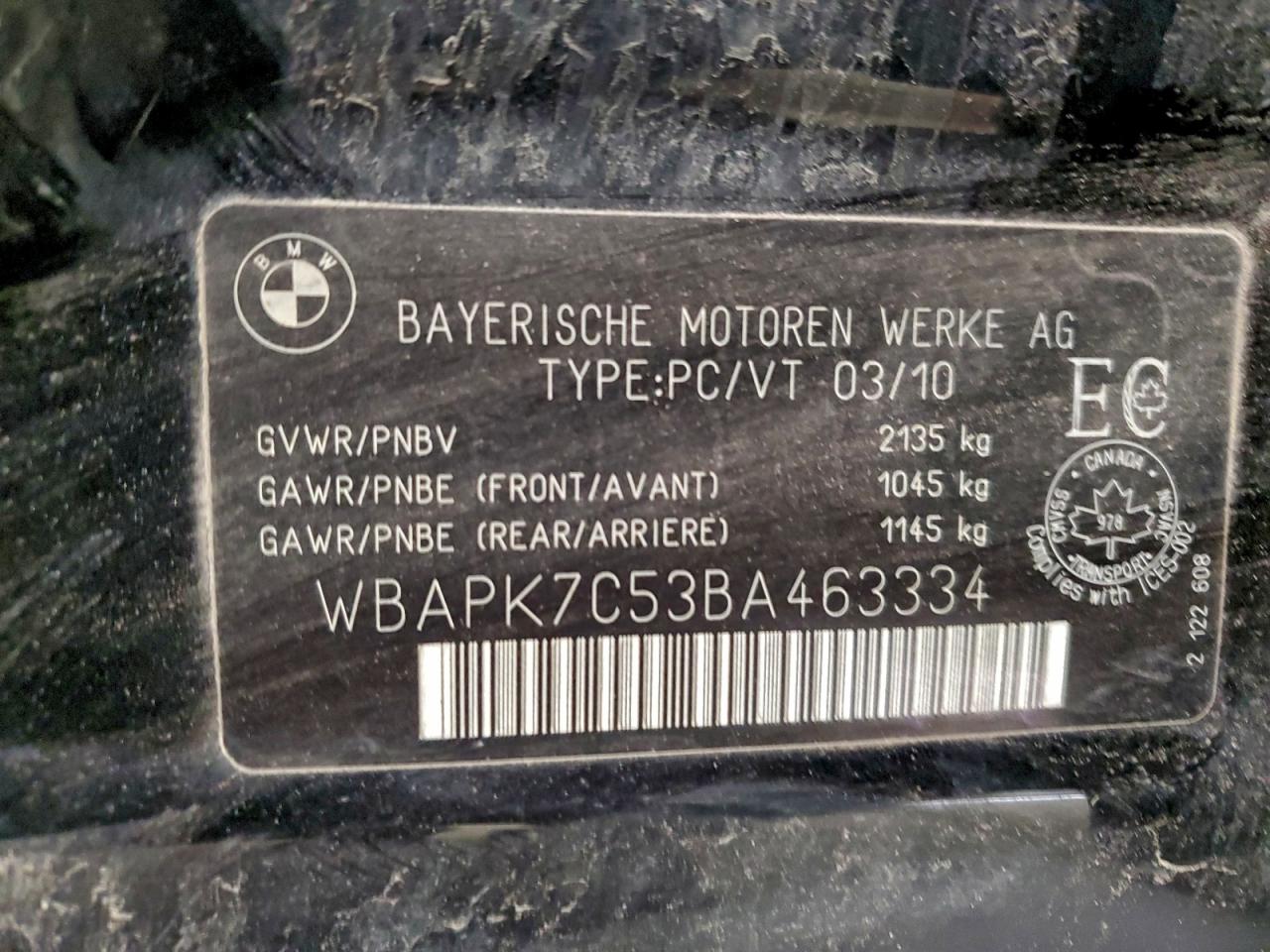 2011 BMW 328 Xi VIN: WBAPK7C53BA463334 Lot: 95024615