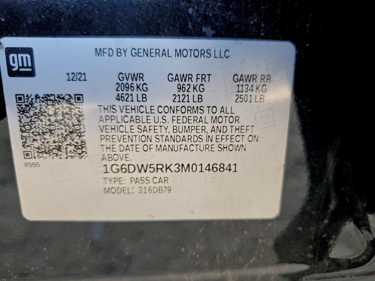 2021 Cadillac Ct5 Luxury VIN: 1G6DW5RK3M0146841 Lot: 97056795