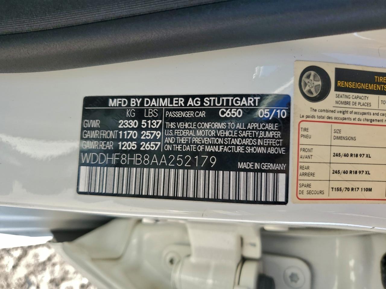 2010 Mercedes-Benz E 350 4Matic VIN: WDDHF8HB8AA252179 Lot: 94468135