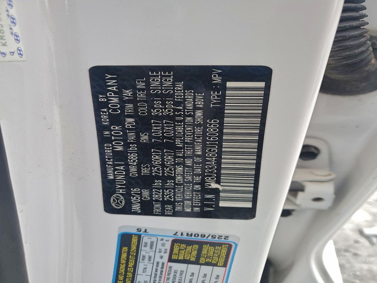 2016 Hyundai Tucson Limited VIN: KM8J33A48GU160866 Lot: 96141795