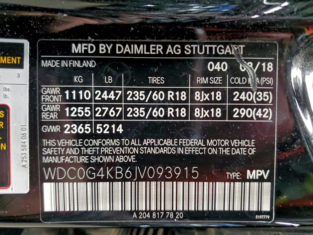 2018 Mercedes-Benz Glc 300 4Matic VIN: WDC0G4KB6JV093915 Lot: 94944715