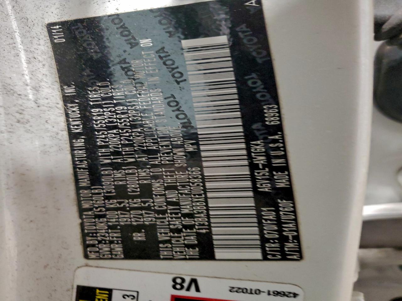 2014 Toyota Venza Le VIN: 4T3BA3BBXEU058366 Lot: 95339455