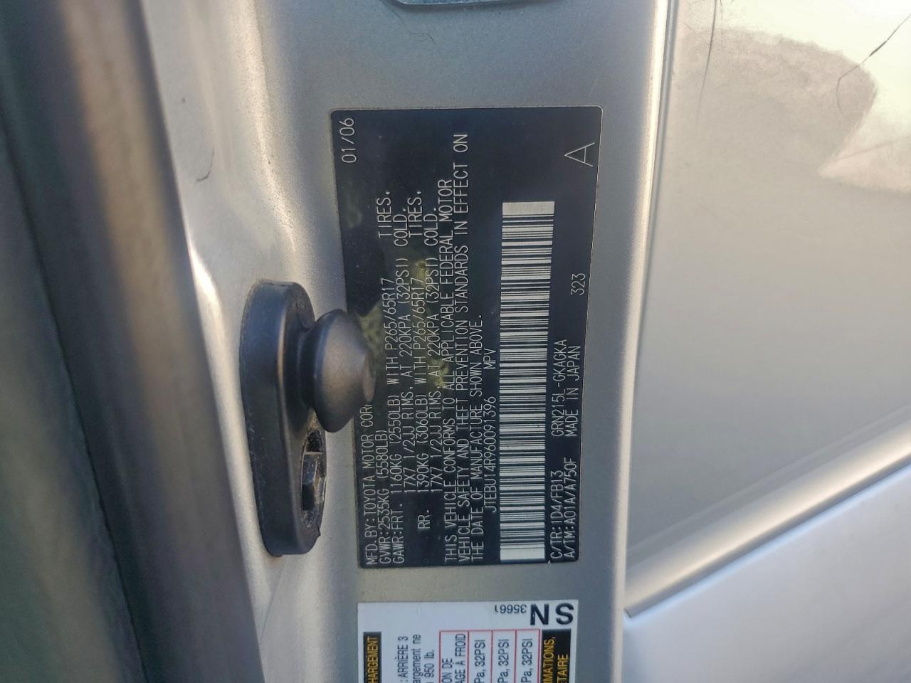 2006 Toyota 4Runner Sr5 VIN: JTEBU14R960091396 Lot: 93947455