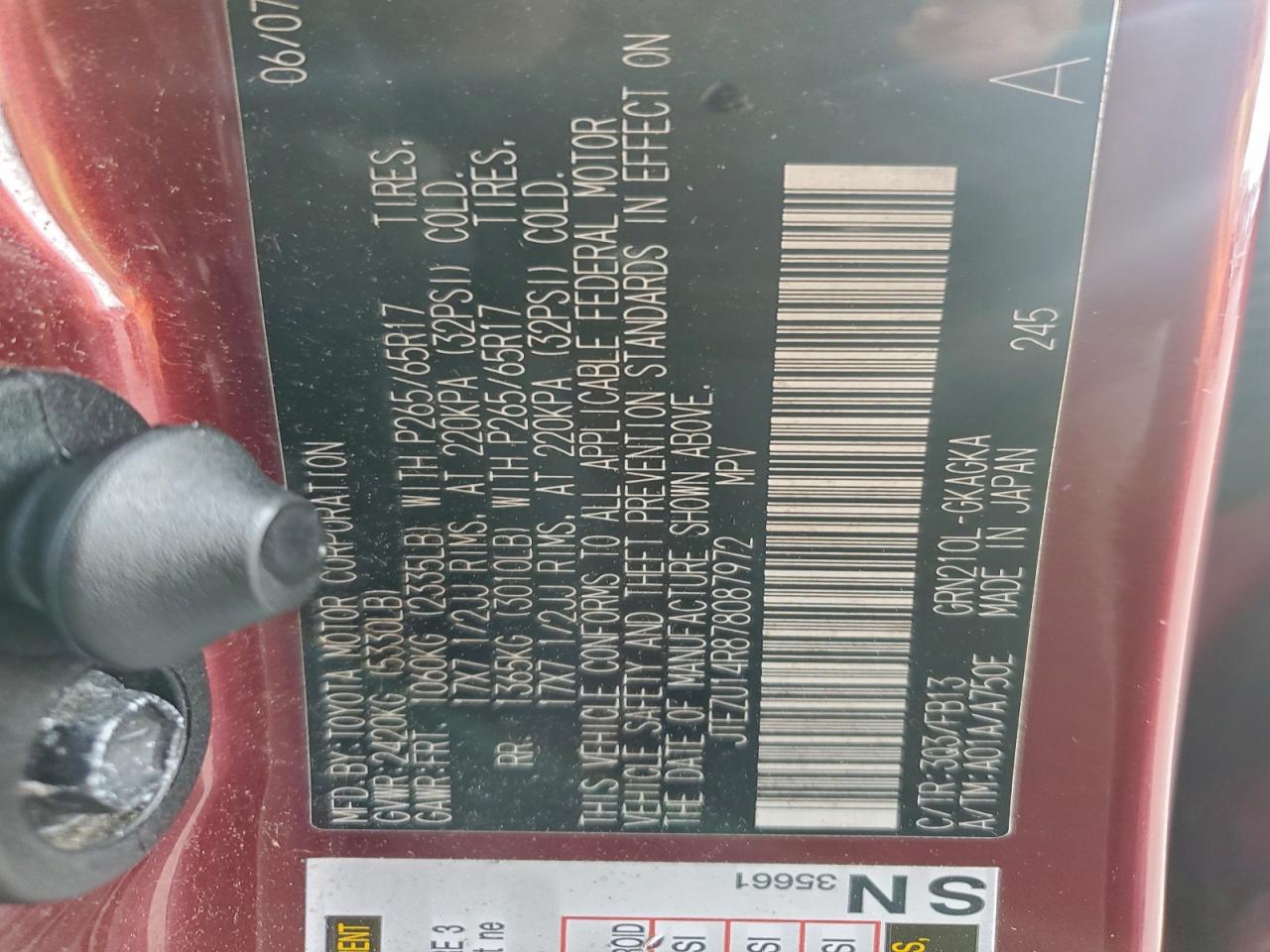 2007 Toyota 4Runner Sr5 VIN: JTEZU14R878087972 Lot: 91437605