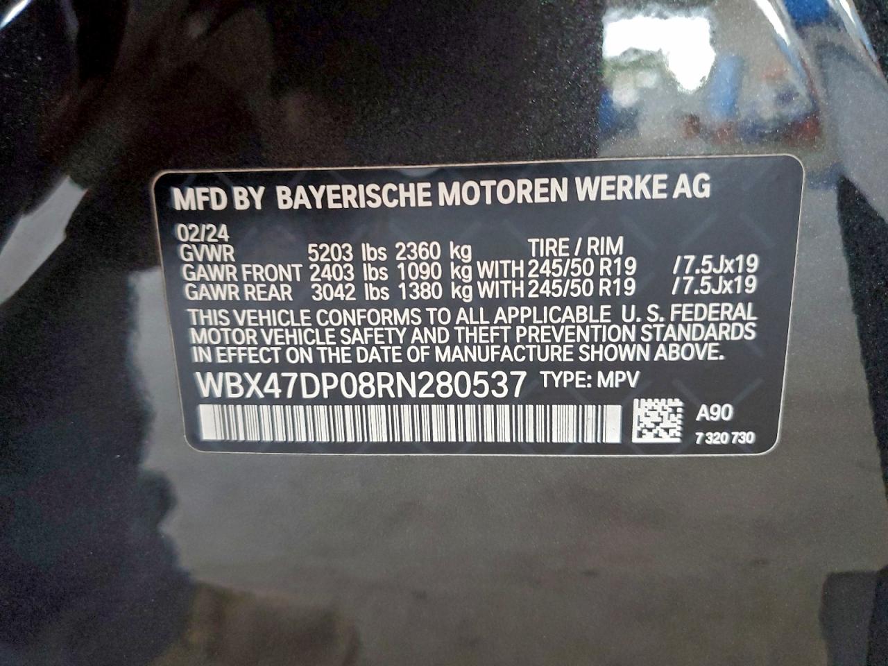 2024 BMW X3 Sdrive30I VIN: WBX47DP08RN280537 Lot: 95615505