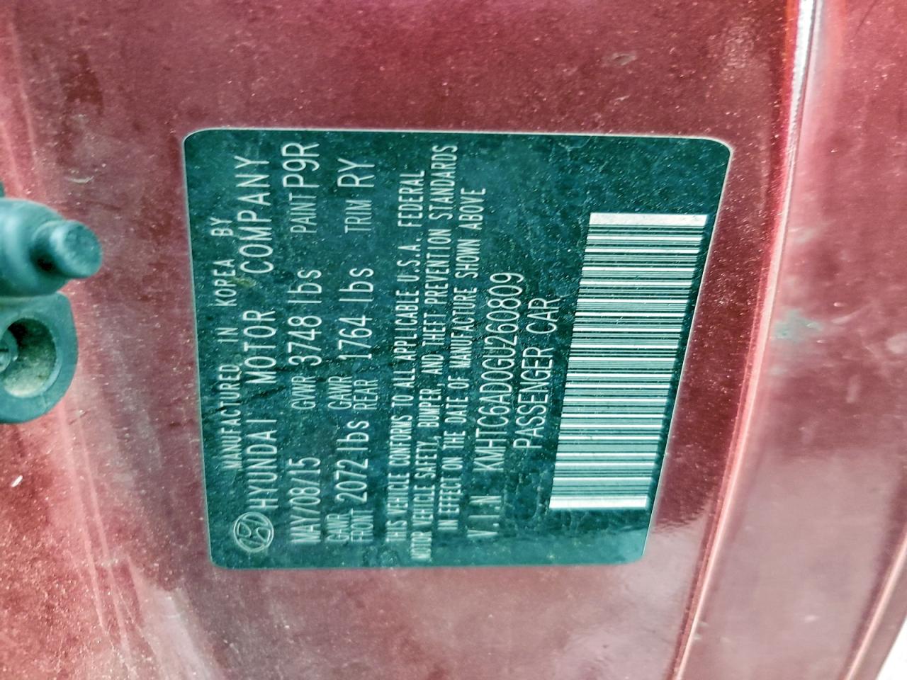 2016 Hyundai Veloster VIN: KMHTC6AD0GU260809 Lot: 94389205