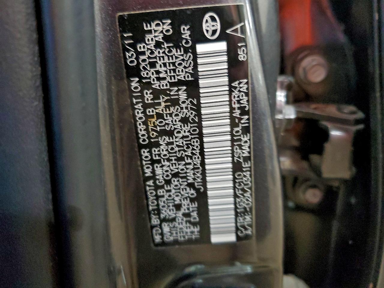 2011 Toyota Scion Xd VIN: JTKKU4B46B1012972 Lot: 94928645