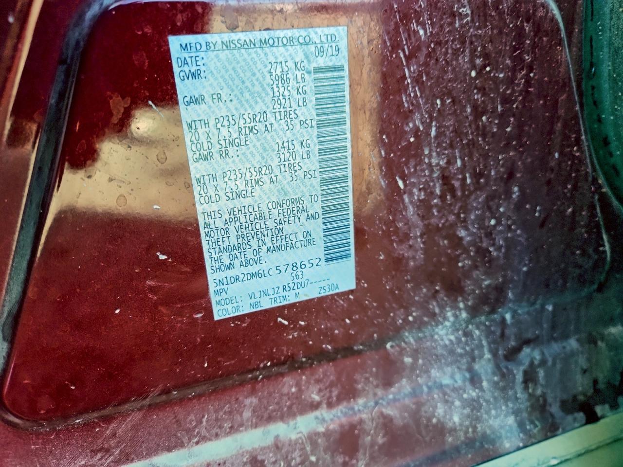 2020 Nissan Pathfinder Platinum VIN: 5N1DR2DM6LC578652 Lot: 96705945